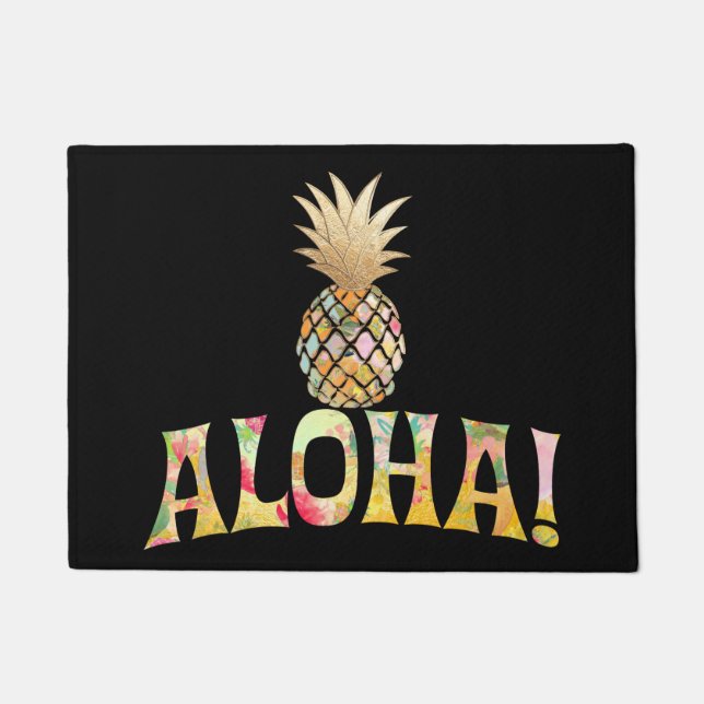 Felpudo PixDezines Aloha Piña/Fondo DIY (Anverso)