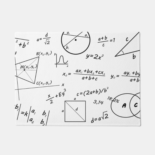 Felpudo Pizarra blanca de geometría álgebra matemática (Anverso)