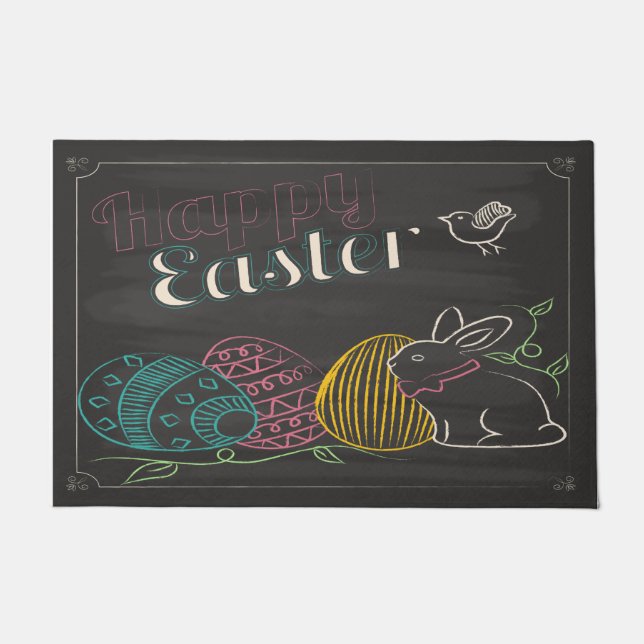 Felpudo Pizarra Pascua feliz 24" x 36" Doormat (Anverso)