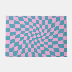 Felpudo Pizarro retro azul rosado batido