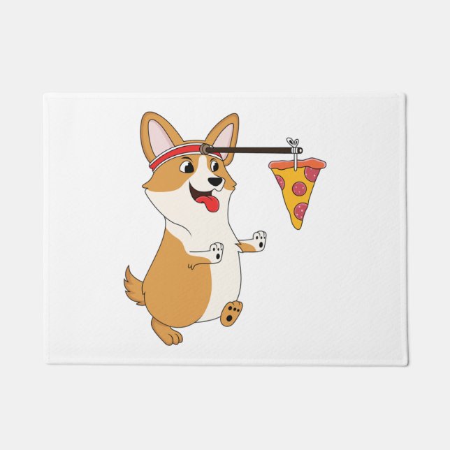 Felpudo Pizza Corgi Running (Anverso)