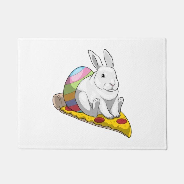 Felpudo Pizza de huevo Bunny Easter Easter (Anverso)