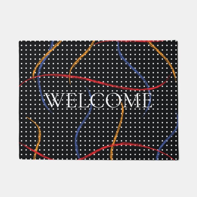 Felpudo Placa y puntos de pintura retro (Anverso)