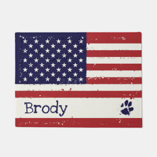 Felpudo Placemat de perro patriótico - Bandera estadounide