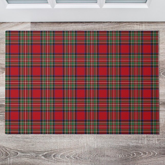 Felpudo Plaid Clan Stewart Green Red Blue Check Tartán (Plaid Rustic Red Green Stewart Tartan Doormat)