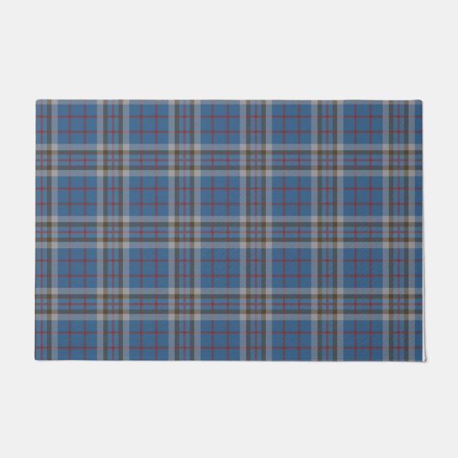 Felpudo Plaid Clan Thompson Gray Blue Check Tartán (Anverso)