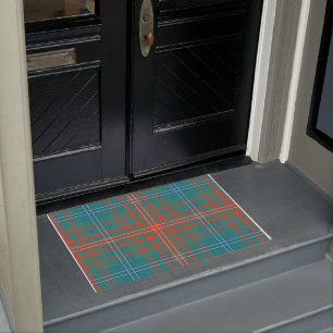 Felpudo Plaid Clan Wilson Naranja Turquoise Check Tartán