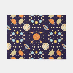 Felpudo Planetas y estrellas de dibujos animados coloridos