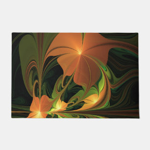 Felpudo Planta de fantasía Resumen Fractal Verde Rust Brow