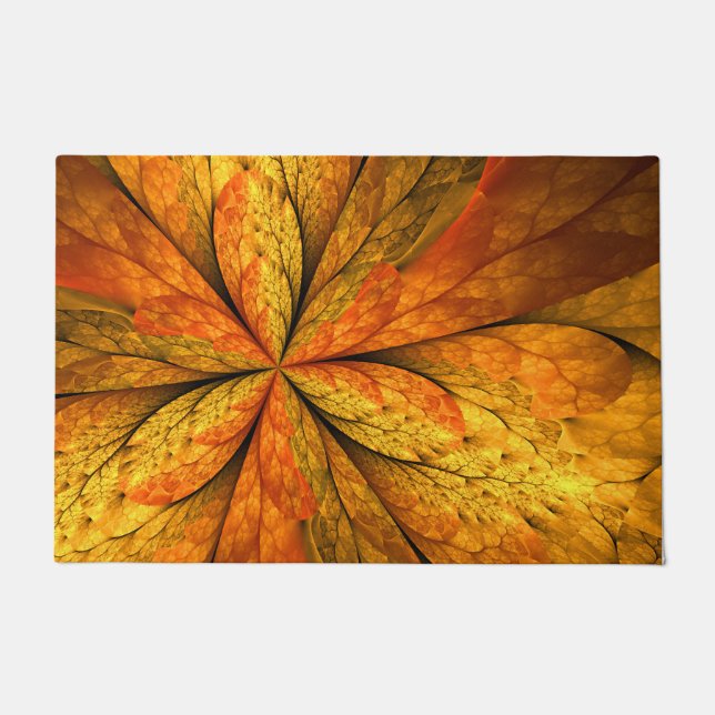 Felpudo Planta de otoño, hoja de arte fractal abstracta mo (Anverso)