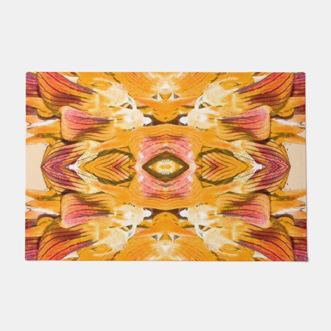 Felpudo PLANTA naranja - Arte fractal digital - (Anverso)