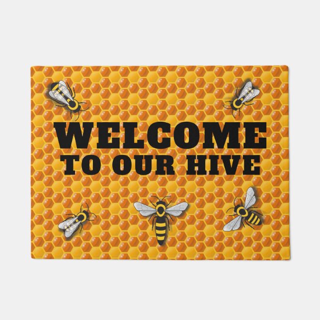 Felpudo Plantilla de Bee Hive Honeycomb (Anverso)