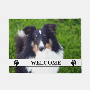 Felpudo Plantilla De Fotografía De Perro Con Palas Y Texto