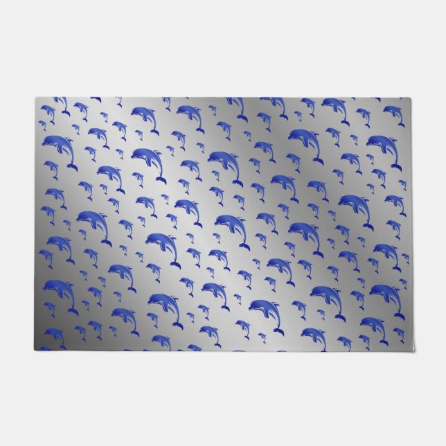 Felpudo plata, delfín, pescado, naturaleza, acuático, dise (Anverso)