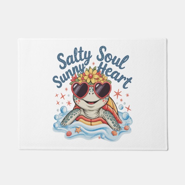 Felpudo Playa de Verano de Flores de Tortuga (Anverso)