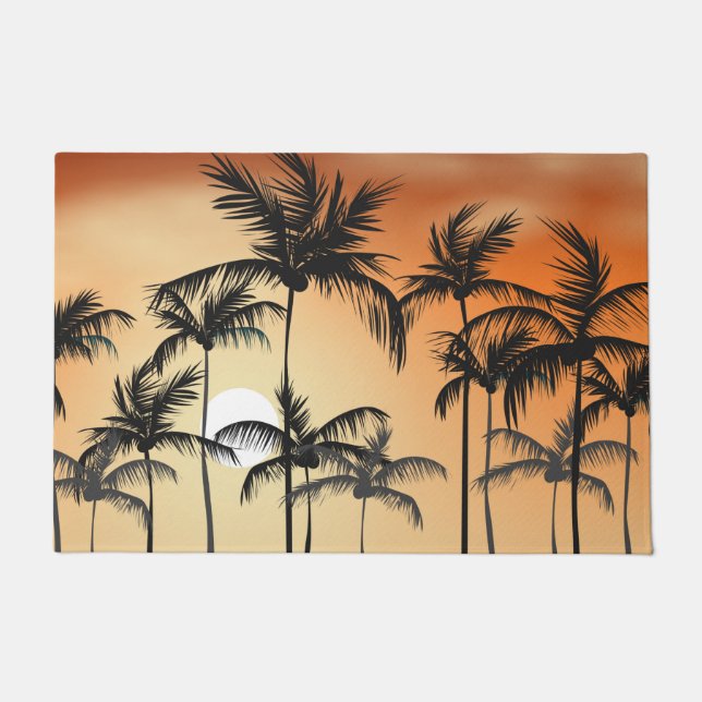 Felpudo Playa Sunset Palm Trees (Anverso)
