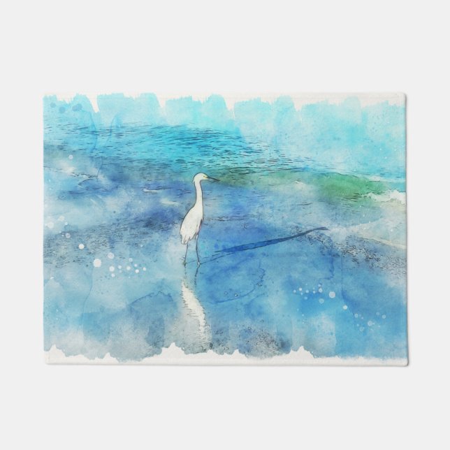 Felpudo Playa tropical en Verde azulado Aqua Turquoise Blu (Anverso)