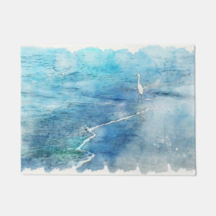 Felpudo Playa tropical en Verde azulado Aqua Turquoise Blu