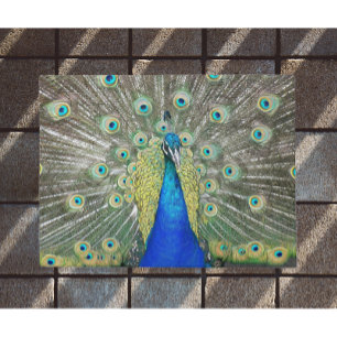 Felpudo Pluma de plumas de pavo real azul