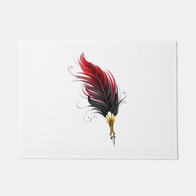 Felpudo Pluma de plumas rojas con nido de oro (Anverso)