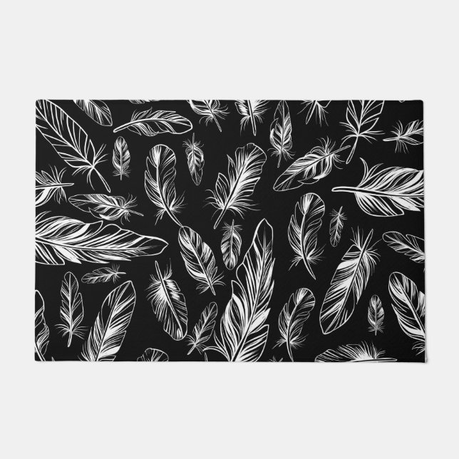 Felpudo Pluma negra y blanca (Anverso)