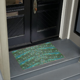 Felpudo Plumas de pavo real, abstractas - patrón en acríli