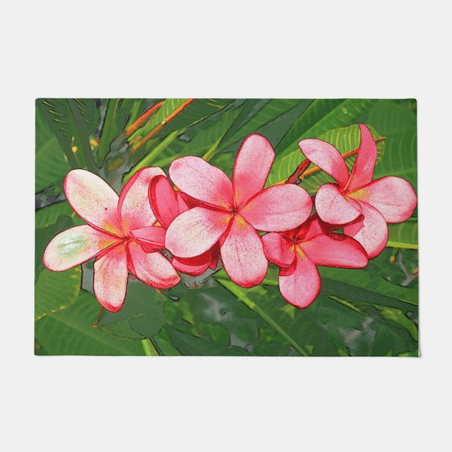 Felpudo Plumerias rosadas (Anverso)