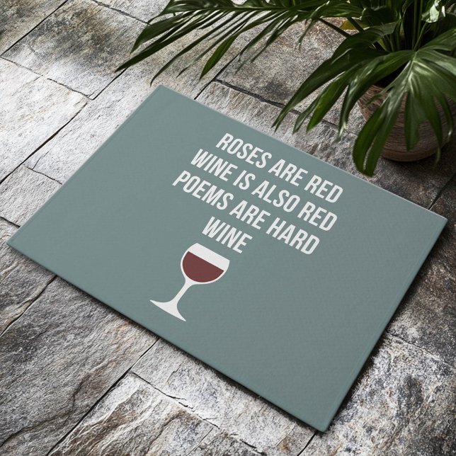 Felpudo Poema de vino gracioso - El vino es poesía roja di (Custom Welcome Doormat)