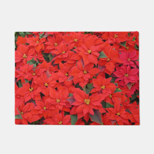 Felpudo Poinsettias rojas Navidad la foto floral navideña