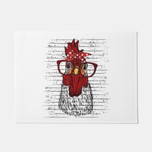 Felpudo Pollo con cinta de venda y gafas lindo (Anverso)