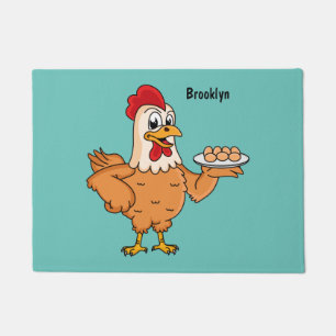 Felpudo Pollo con huevos en el personalizado de placa