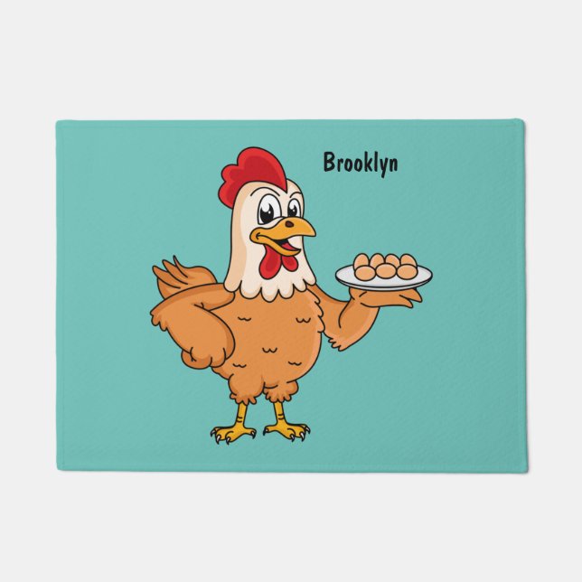 Felpudo Pollo con huevos en el personalizado de placa (Anverso)