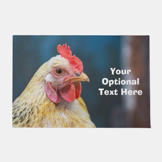 Felpudo Pollo de texto personalizado (Anverso)