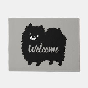 Felpudo Pomerania negra y blanca Perro Pommie Cute