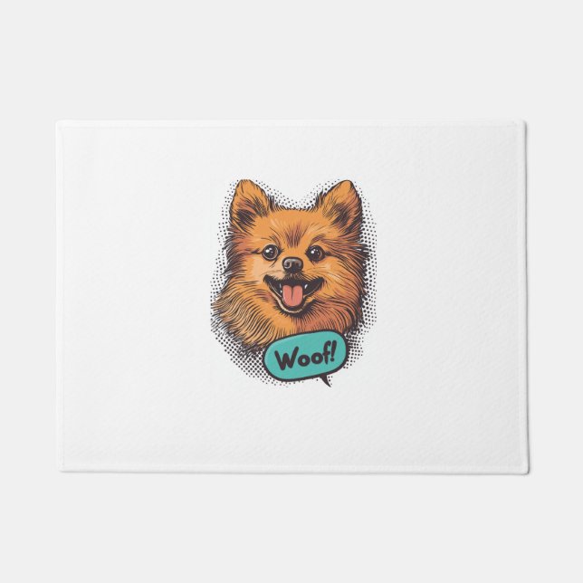 Felpudo Pomerania Pop Art � Perro de Cómic Retro (Anverso)