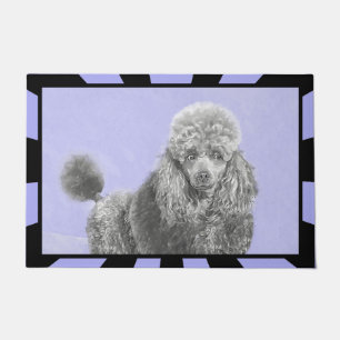 Felpudo Poodle Miniatura Juguete Arte Perro Gris Plateado