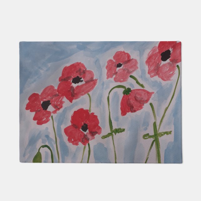 Felpudo Poppies rojos salvajes (Anverso)