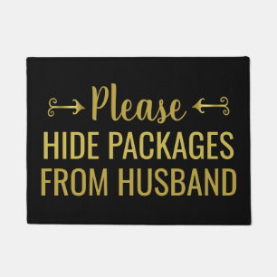 Felpudo Por favor, oculte paquetes de Husband Gold Black F