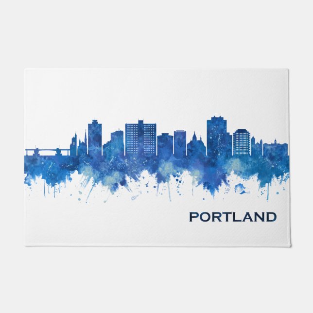 Felpudo Portland Maine Skyline Blue (Anverso)