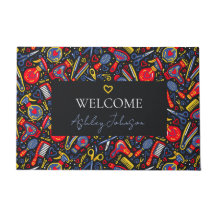 Portuguese folk hair icons — black, red & blue