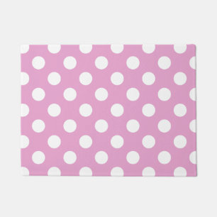 Felpudo Pos de polka blanca en rosa pálido