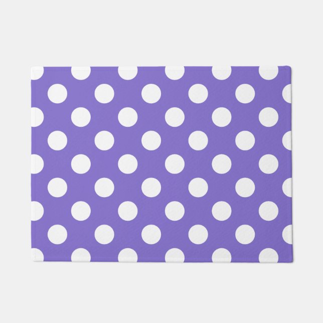 Felpudo Pos de polka blanco en periwinkle (Anverso)