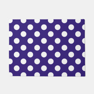 Felpudo Pos de polka blanco sobre azul oscuro