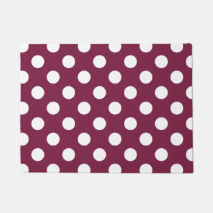 Felpudo Pos de polka blanco sobre burdeos
