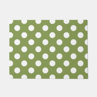 Felpudo Pos de polka blanco sobre el verde oliva