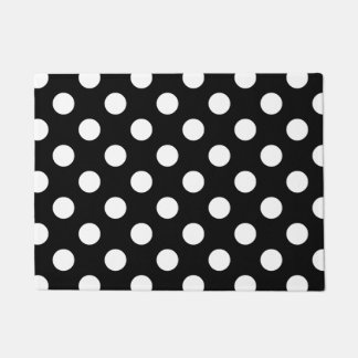 Felpudo Pos de polka blanco sobre negro