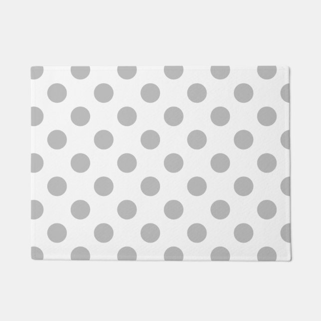 Felpudo Pos de polka gris sobre blanco (Anverso)