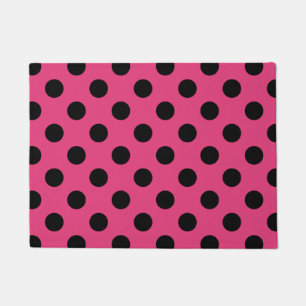 Felpudo Pos de polka negro en fucsia