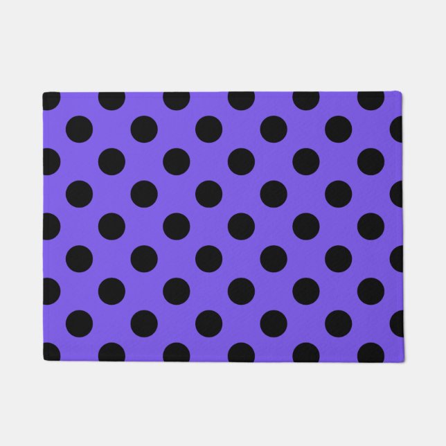 Felpudo Pos de polka negro en periwinkle (Anverso)