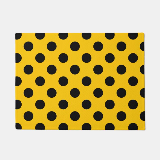 Felpudo Pos de polka negro sobre amarillo (Anverso)